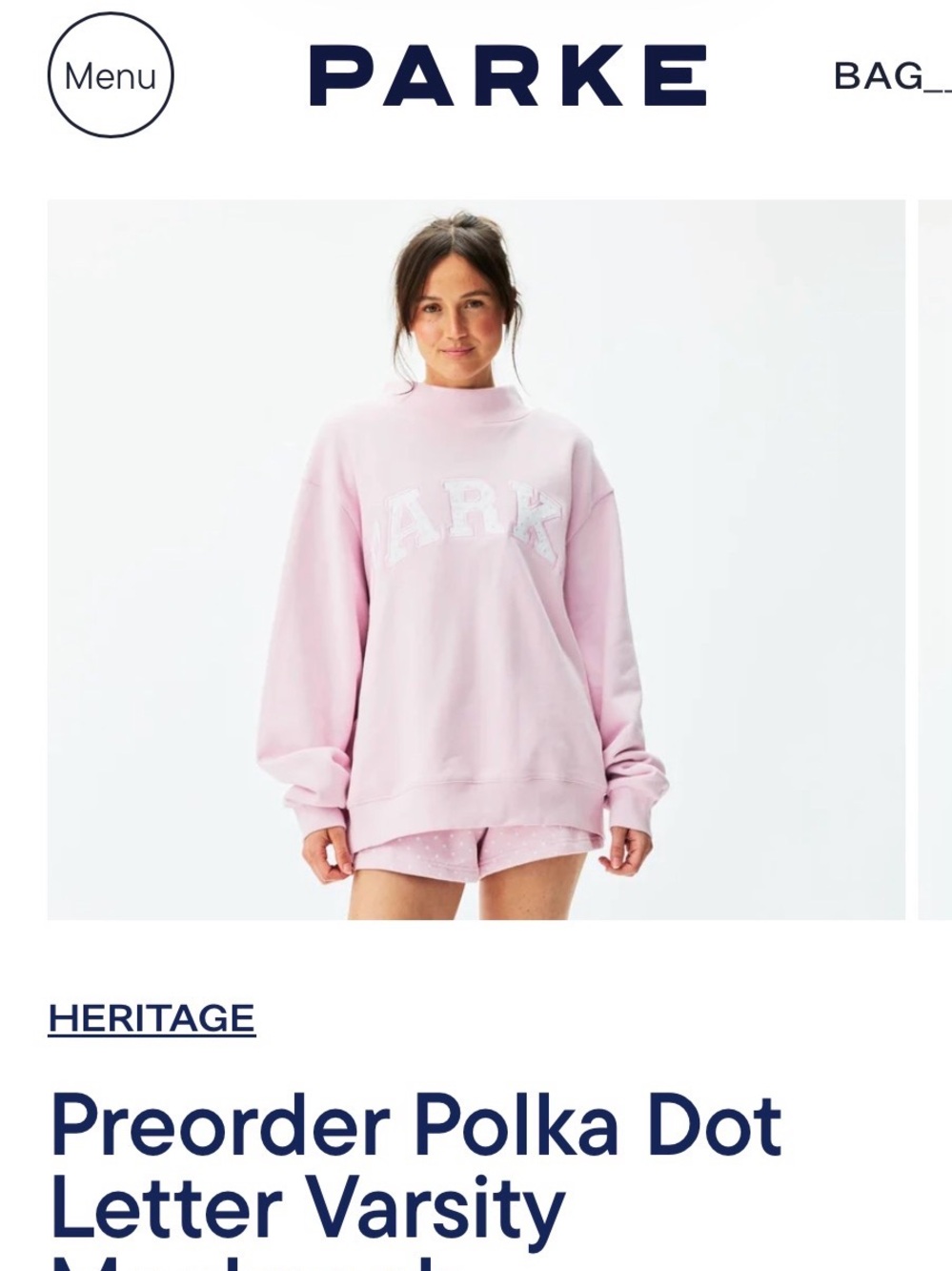 Parke Pink Heritage Polka Dot Letter Varsity Mockneck